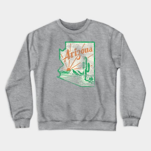 Arizona Cactus Vintage Travel Decal Crewneck Sweatshirt by Hilda74